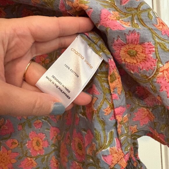 Charina Sarte Botanic Blouse Top Button-Down Ruffle - XS - Picture 6 of 8